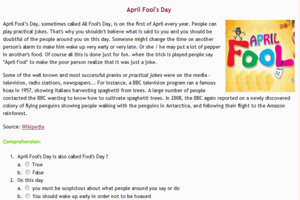 Reading: April Fool's Day | Recurso educativo 34780