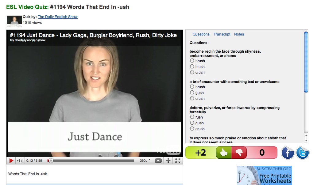 Video: Comment on Lady Gaga's "Just Dance" and words ending in -ush | Recurso educativo 38898