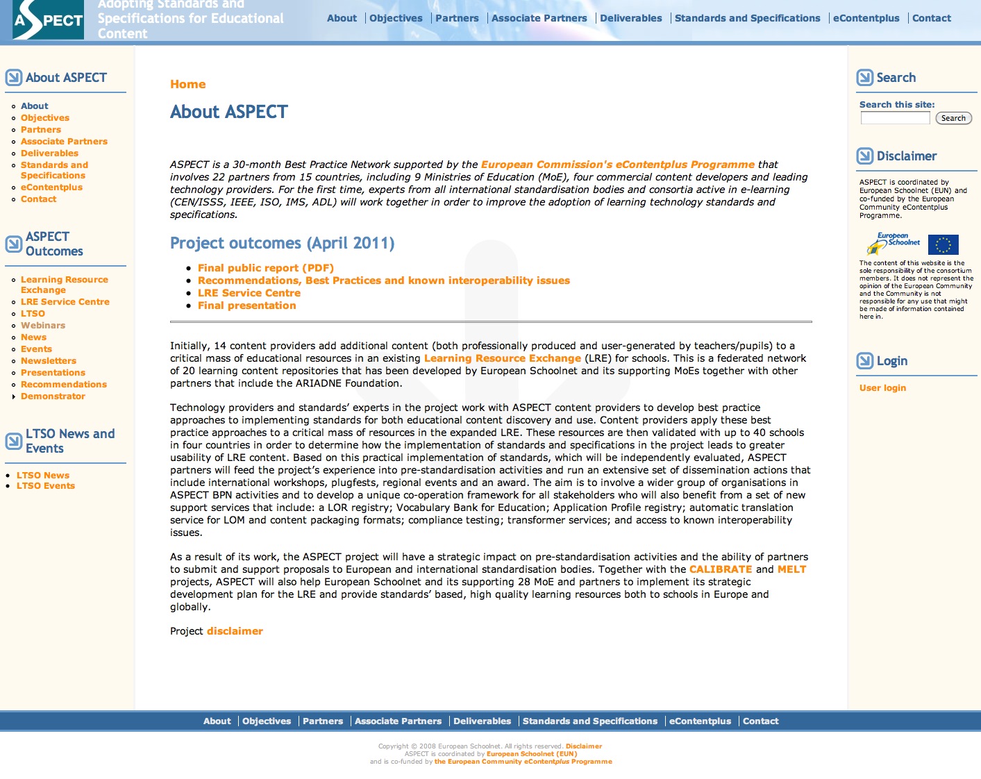 ASPECT: Adopting Standards and Specifications for Educational Content | Recurso educativo 39242