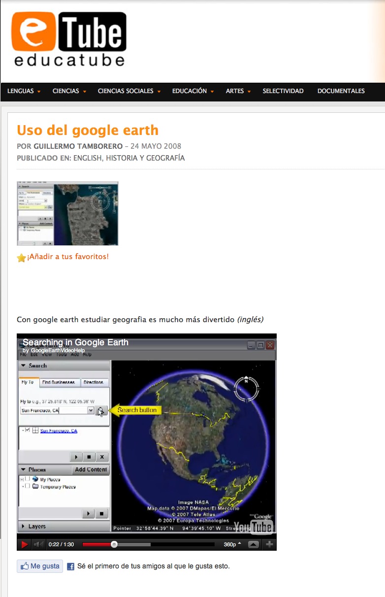 Video: Searching in Google Earth | Recurso educativo 39775