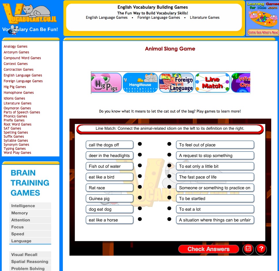 Animal Slang game | Recurso educativo 40319