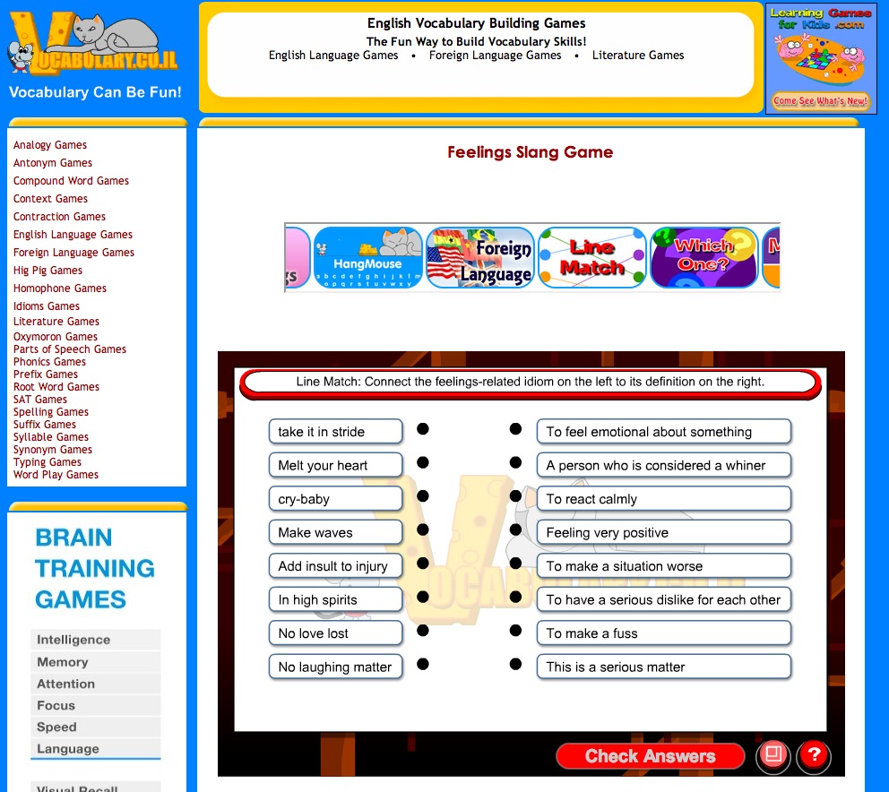Feelings Slang Game | Recurso educativo 40320