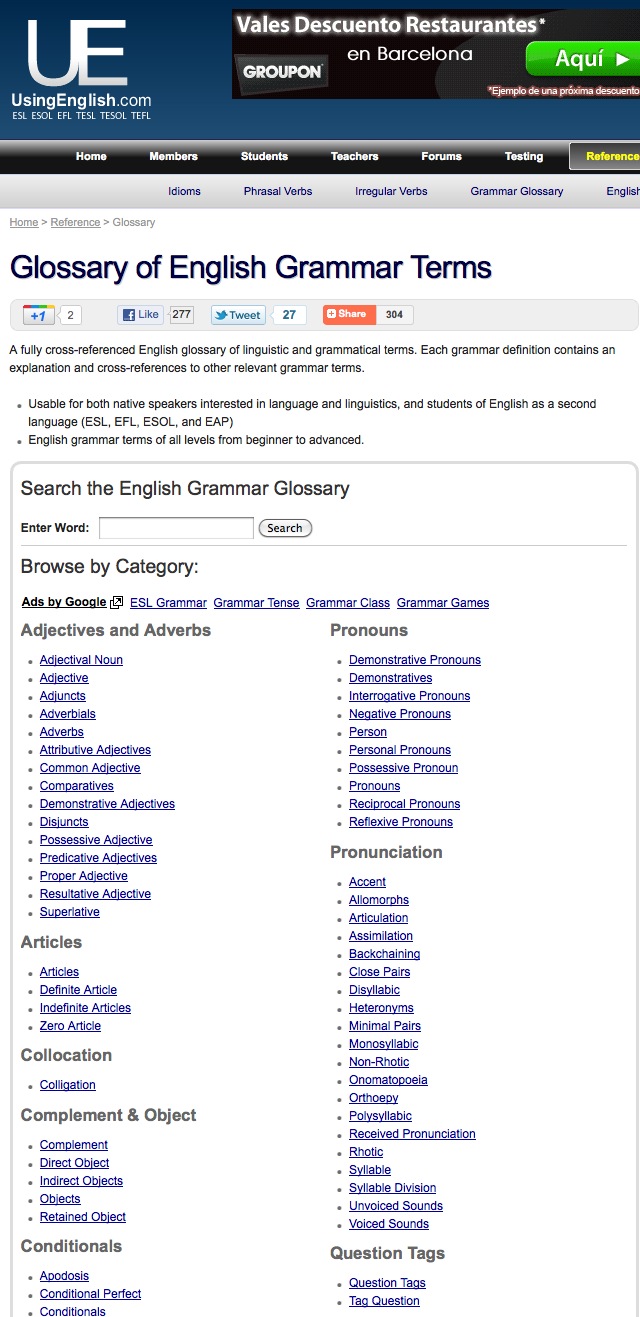Glossary of English Grammar Terms | Recurso educativo 40598
