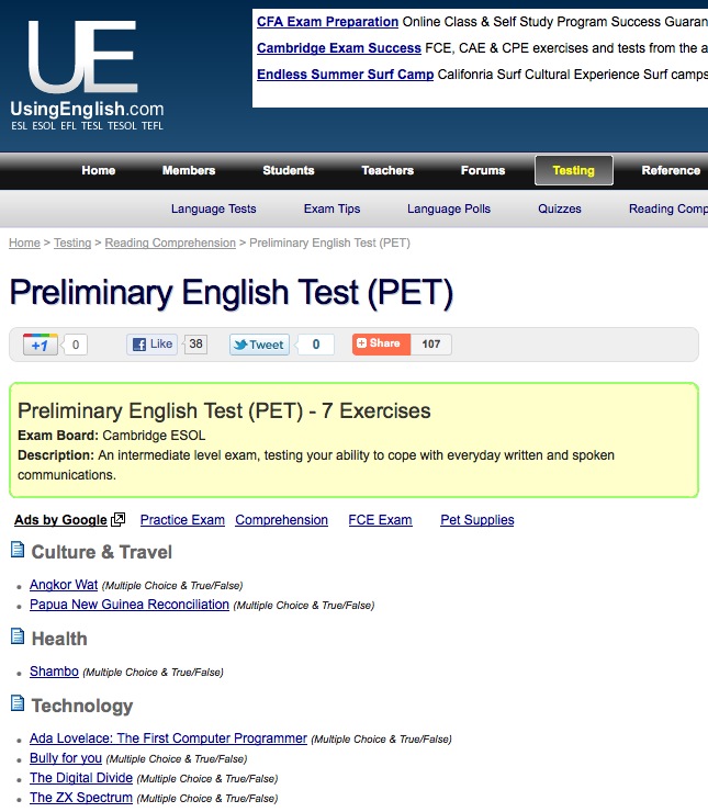 Preliminary English Test Reading Comprehension | Recurso educativo 40606