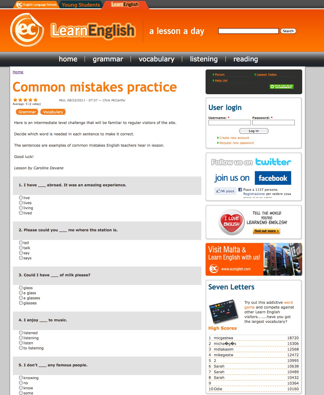Common mistakes practice | Recurso educativo 40820