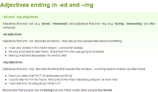 Grammar: Adjectives ending in -ed and –ing | Recurso educativo 48364