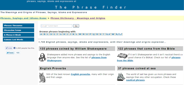 Website: The Phrase Finder | Recurso educativo 48457